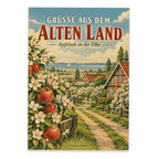 Nostalgische Postkarte Grüße aus dem Alten Land mit Apfelgarten|p:2023323|h:d227308d8168d39e5b77dcd8abc5469d