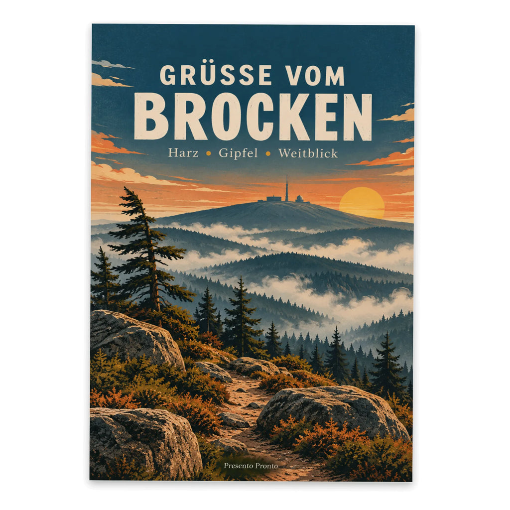 Herzliche Grüße vom Brocken Postkarte mit Kiefernwald|p:2023325|h:476a24a16c6458f36a225d1b9dd51417