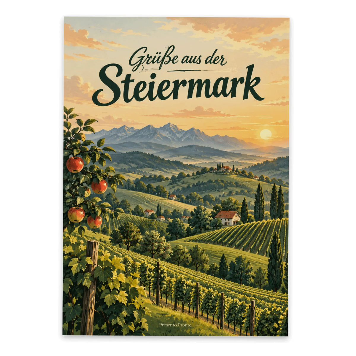 Herzliche Grüße aus der Steiermark Postkarte Weinreben