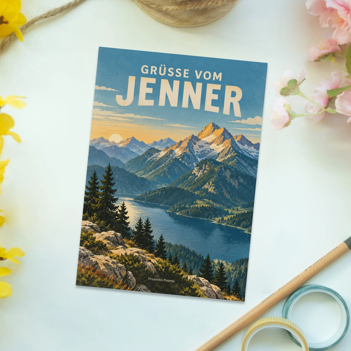 Elegante Grüße vom Jenner Postkarte mit Bergsee