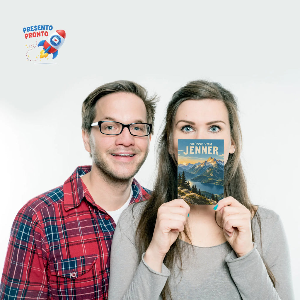 Elegante Grüße vom Jenner Postkarte mit Bergsee|p:2023330|h:1c75e124b0a7753583af5701a3ed91b2