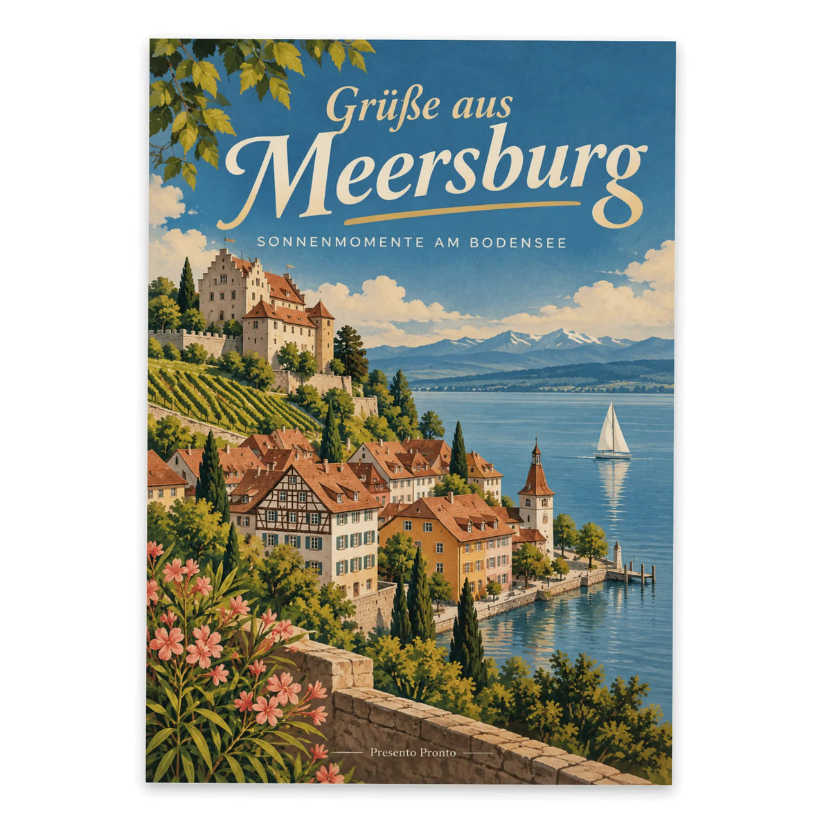 Elegante Grüße aus Meersburg Postkarte für Urlauber