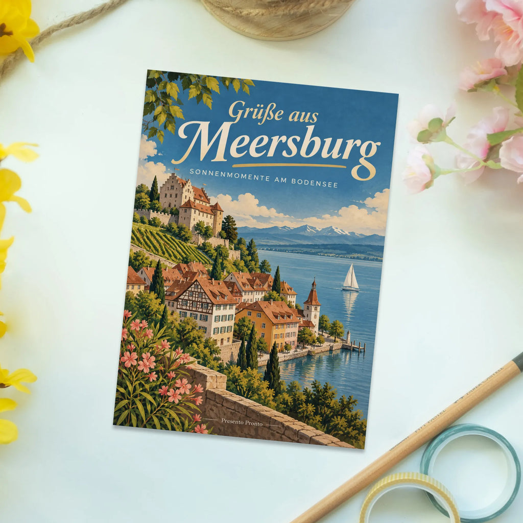 Elegante Grüße aus Meersburg Postkarte für Urlauber|p:2023339|h:eb4d1d11e2396986180ea0149bb31c7c