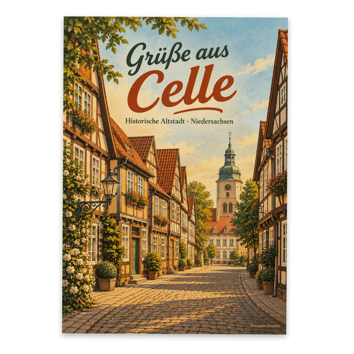 Nostalgische Grüße aus Celle Postkarte mit Fachwerk Altstadt