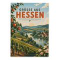 Herzliche Postkarte Grüße aus Hessen mit Fachwerkhäusern