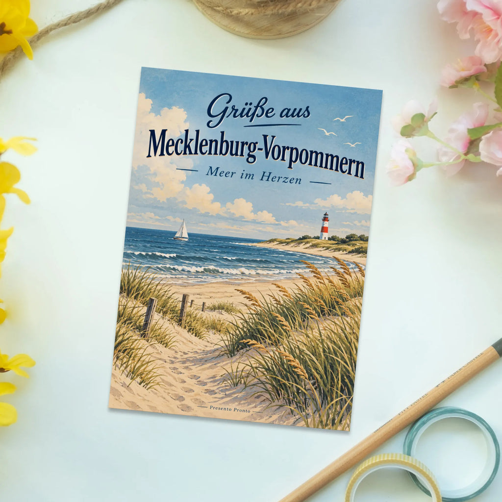 Herzliche Urlaubsgrüße aus Mecklenburg-Vorpommern Leuchtturm Postkarte|p:2023347|h:d5d36a857f5b08951a48e2e5544bf850