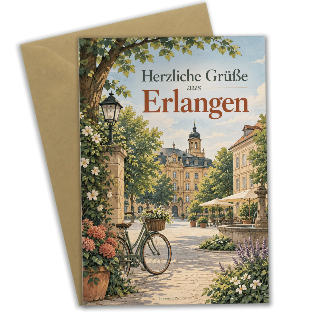 Herzliche Grußkarte aus Erlangen mit Fahrrädern|p:2023350|h:8385e53788865e36fcd98b5c9438f444