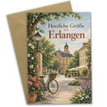 Herzliche Grußkarte aus Erlangen mit Fahrrädern