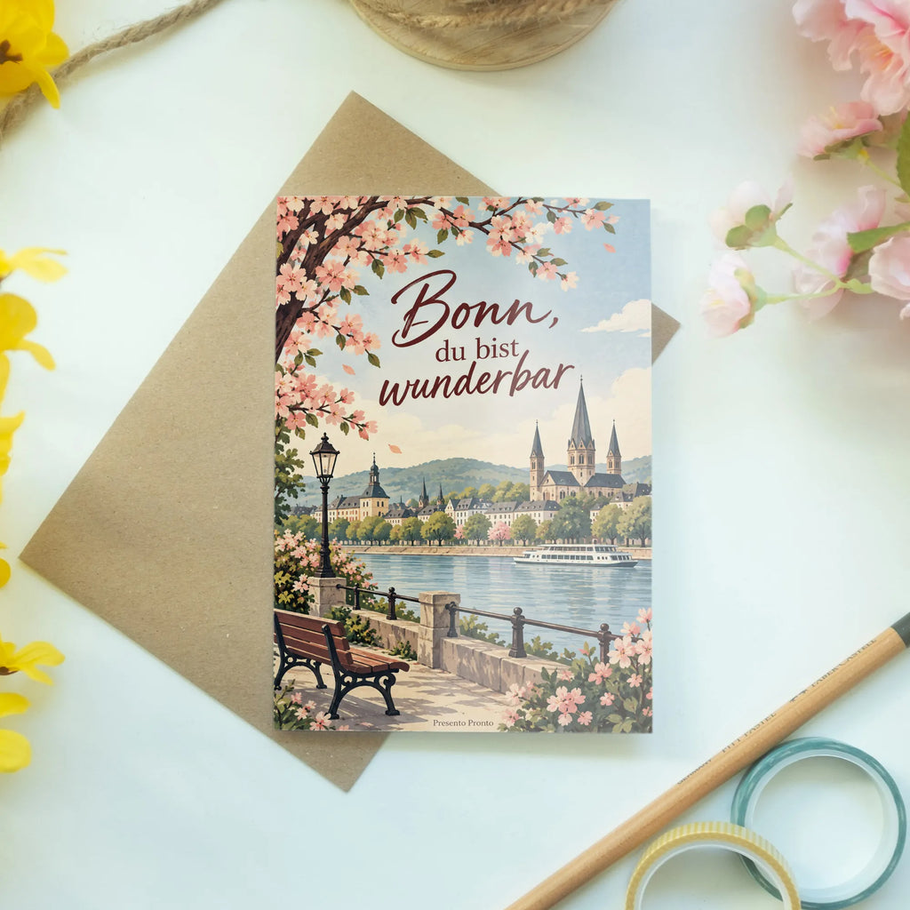 Charmante Bonn Grußkarte mit Rhein und Münster|p:2023358|h:8bfc1f5dbd0ae7eff9c2b94f7922b223