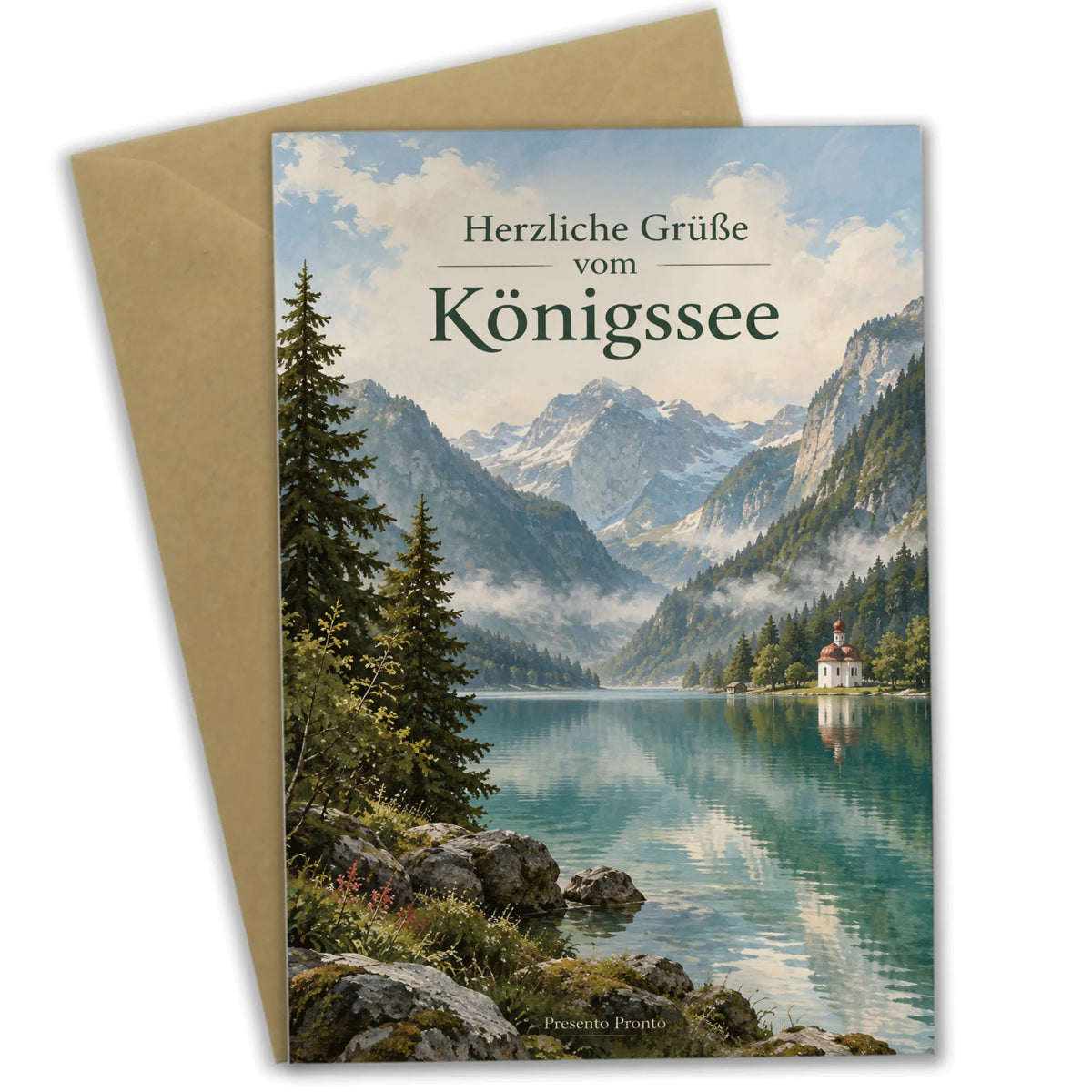 Herzliche Urlaubskarte vom Königssee mit Alpensee