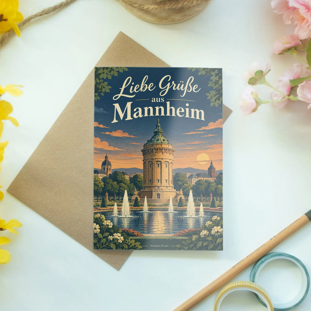Elegante Grußkarte aus Mannheim mit Wasserturm|p:2023362|h:0955830ffd676ac42cfbb0d767d1fc10