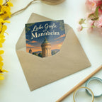Elegante Grußkarte aus Mannheim mit Wasserturm|p:2023362|h:4f213370677ddc71fbd45e59af03244b