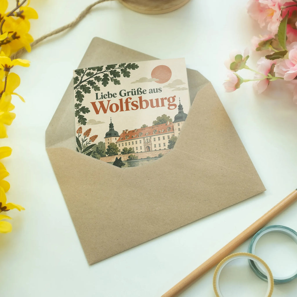 Elegante Grüße aus Wolfsburg Grußkarte mit Schloss|p:2023365|h:fe7c7b4812f6c01ed4bece2b5909f5d9