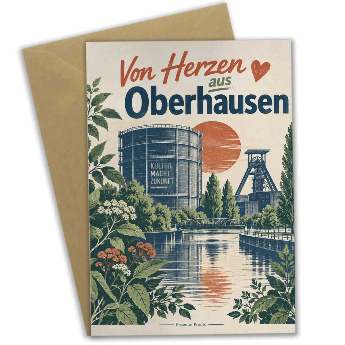 Herzliche Grußkarte aus Oberhausen für Heimatfans mit Gasometer