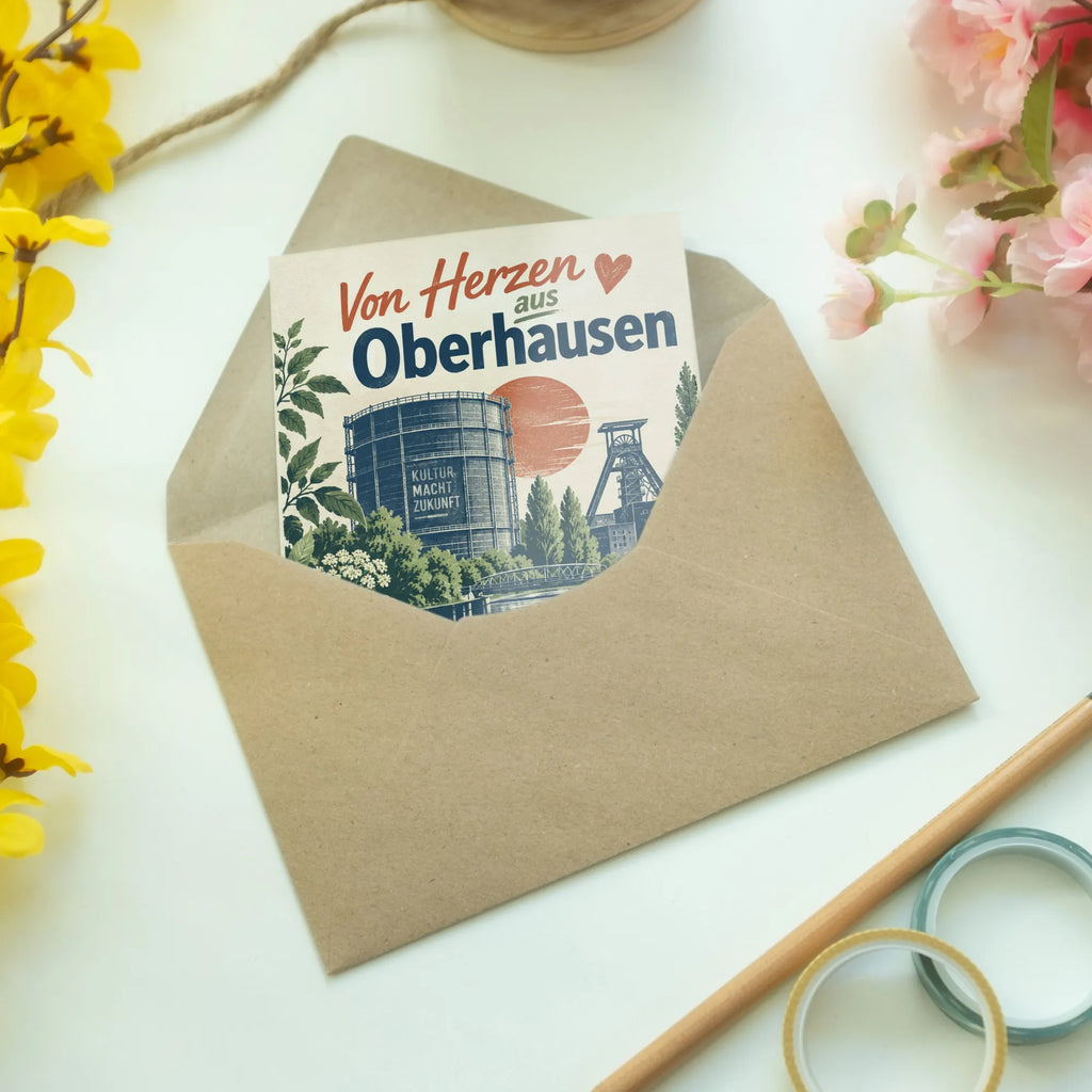 Herzliche Grußkarte aus Oberhausen für Heimatfans mit Gasometer|p:2023370|h:83cc8d72b951a7fe94867507e251dc03