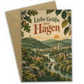 Herzliche Grußkarte aus Hagen mit Volmetal Hügeln