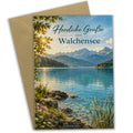 Herzliche Urlaubskarte vom Walchensee mit Bergpanorama