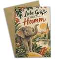 Herzliche Grußkarte aus Hamm mit freundlichem Elefanten