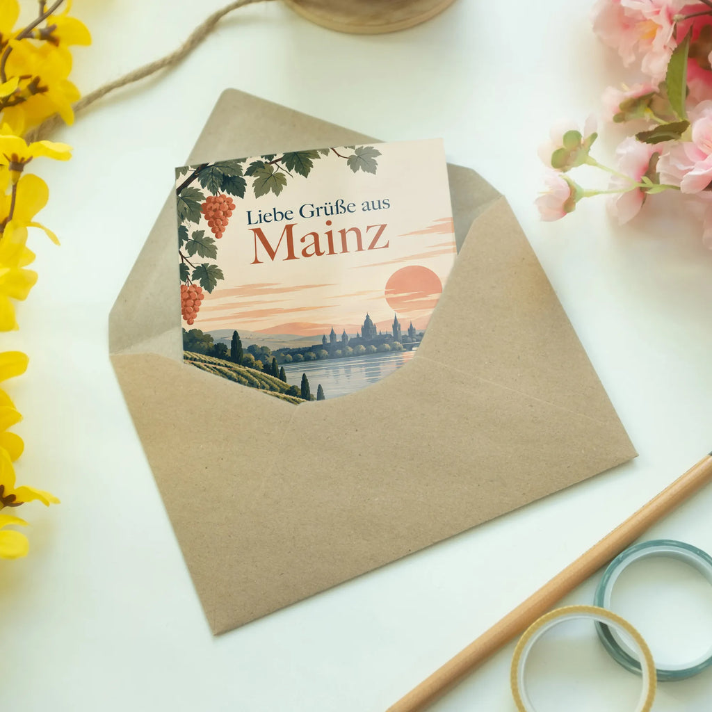 Herzliche Urlaubsgrußkarte aus Mainz mit Weinbergen|p:2023388|h:98abe2089a5d942c76e82d4f334e246e