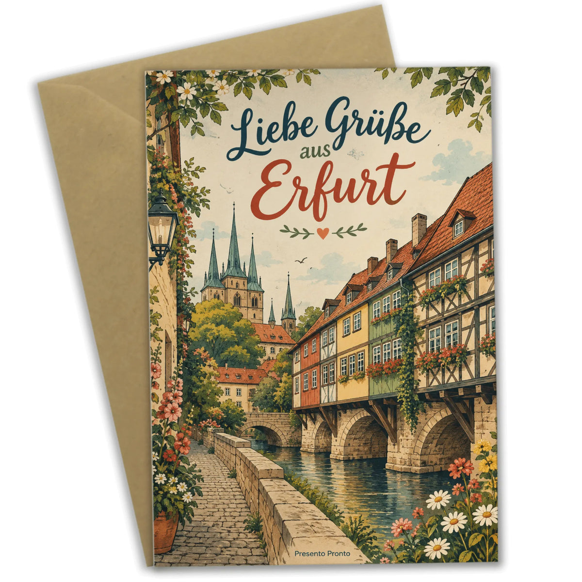 Herzliche Grußkarte aus Erfurt mit Altstadt