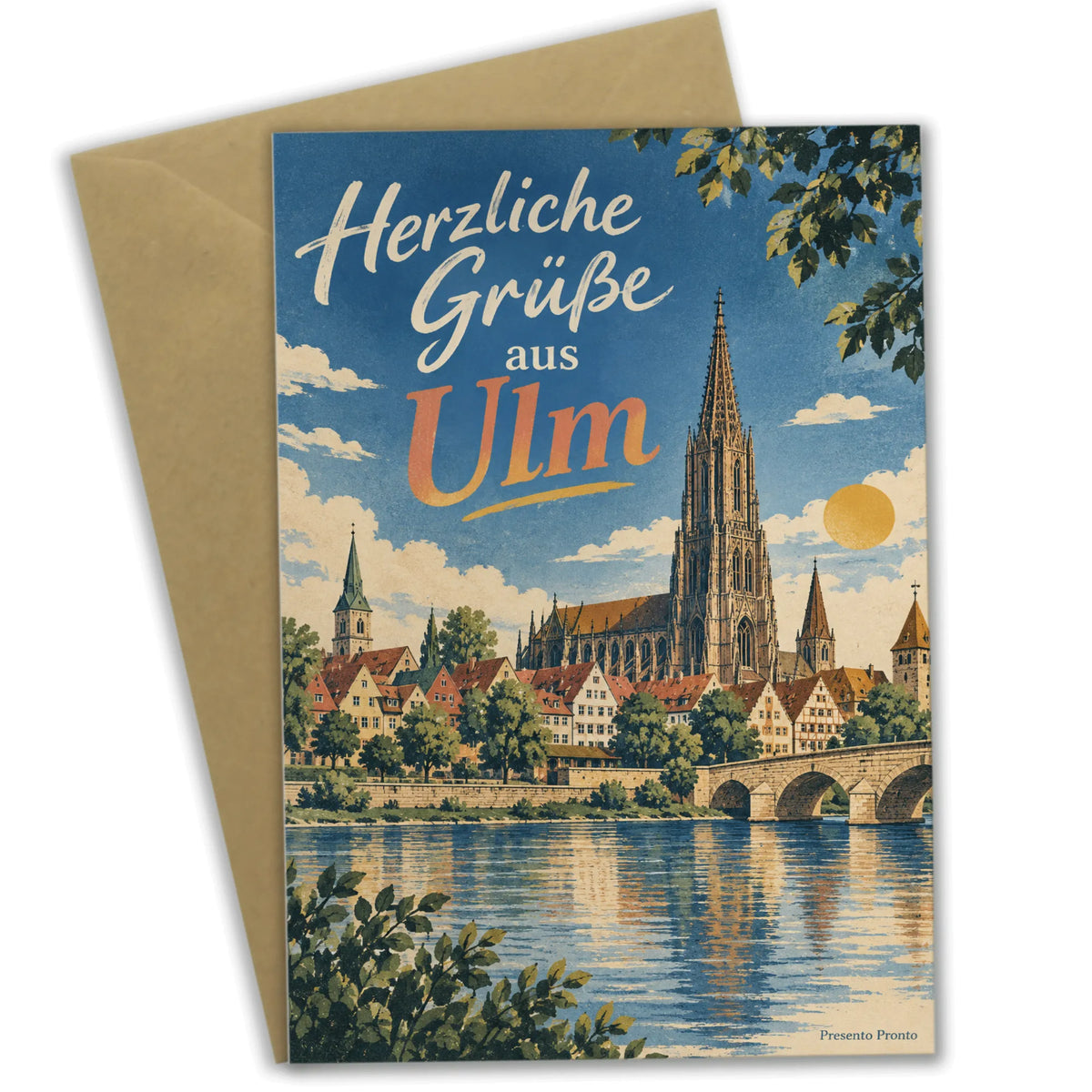 Herzliche Grußkarte aus Ulm mit Ulmer Münster