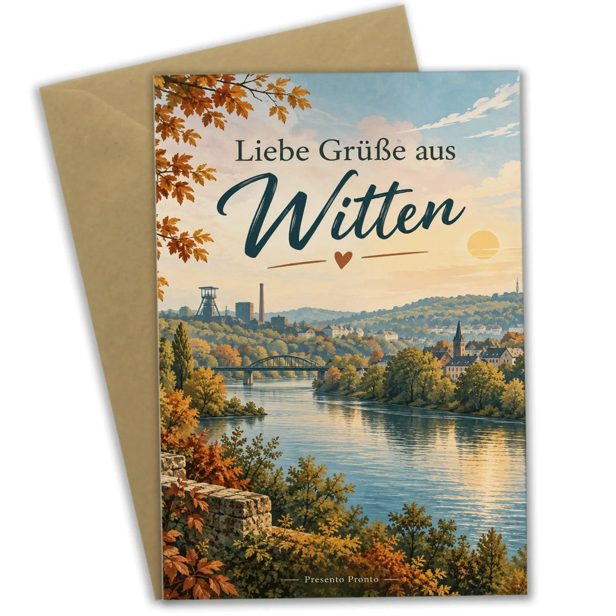 Herzliche Grußkarte aus Witten für Heimatfans mit Ruhrblick