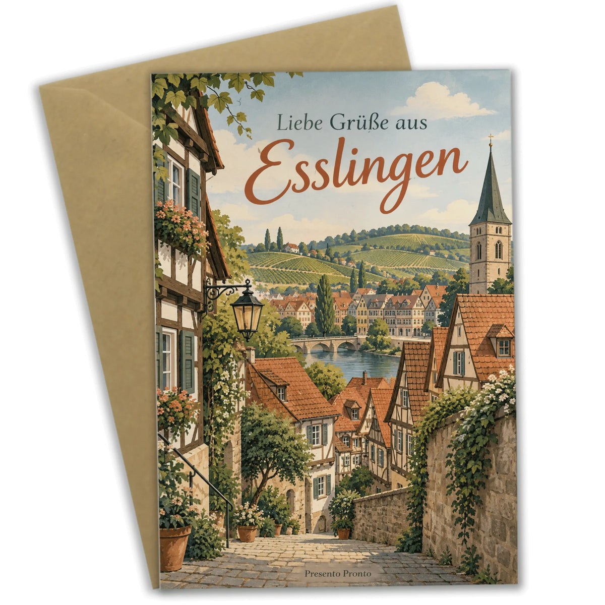 Herzliche Grußkarte aus Esslingen mit Altstadt