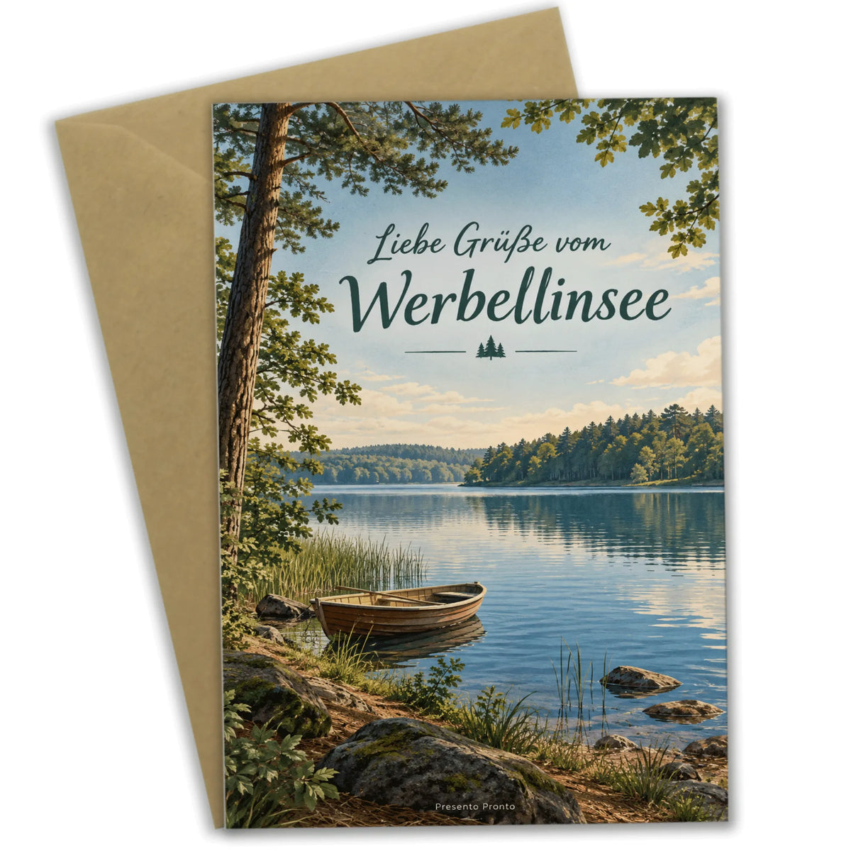 Herzliche Grußkarte vom Werbellinsee mit Ruderboot