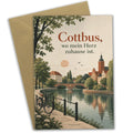 Herzliche Cottbus Grußkarte für Heimatliebe mit Spree Szene