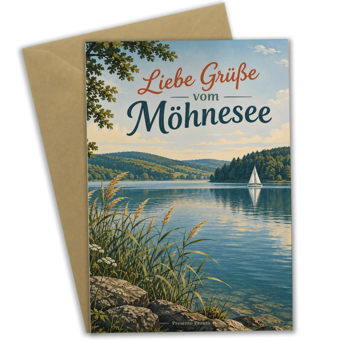 Herzliche Urlaubsgrüße vom Möhnesee mit Segelboot