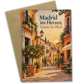 Sonnige Madrid Grußkarte für Spanienfans mit Orangenbaum