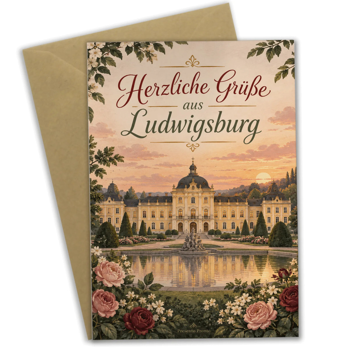 Herzliche Grußkarte aus Ludwigsburg mit Barockschloss