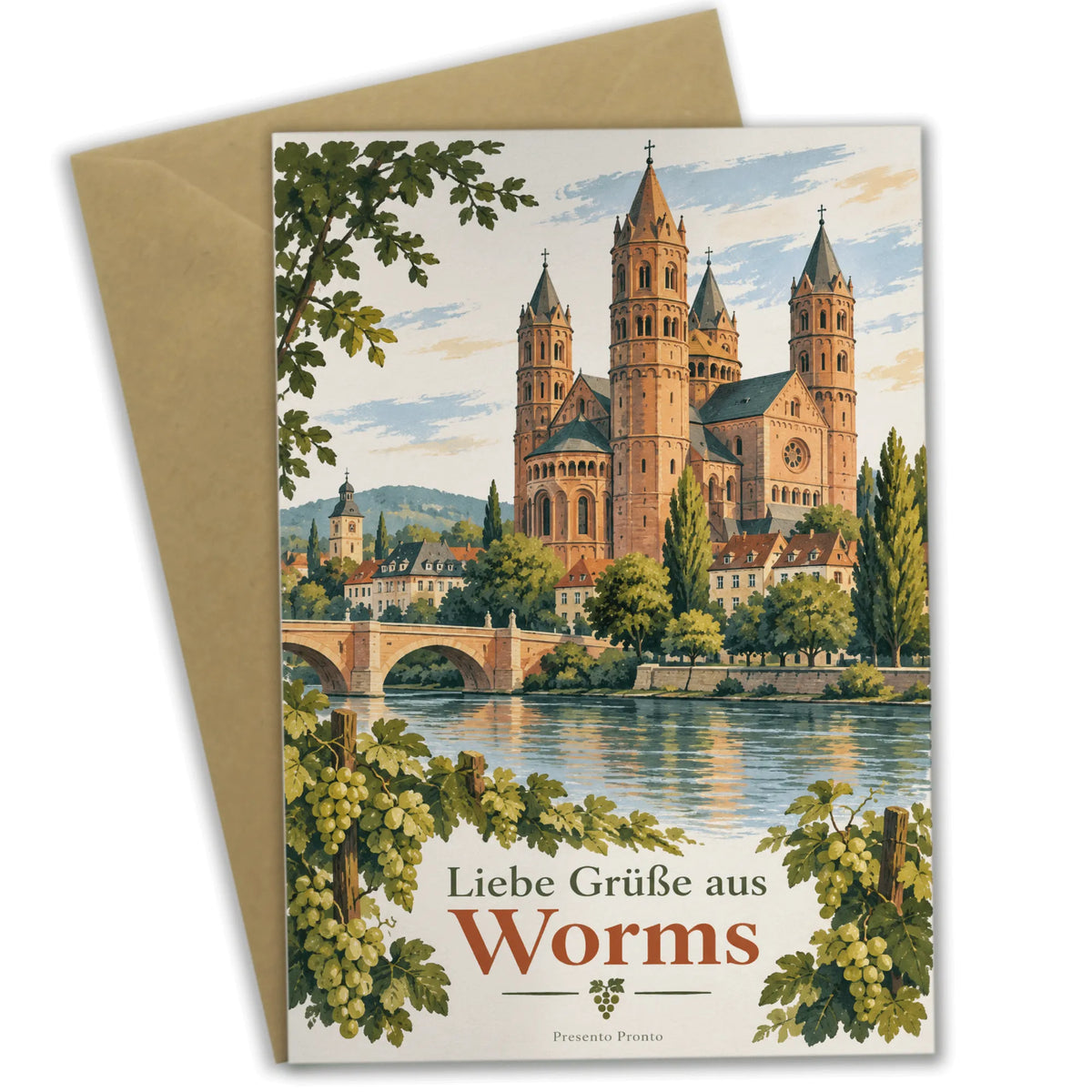 Herzliche Grußkarte aus Worms mit Wormser Dom