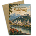 Herzliche Grußkarte aus Salzburg mit Festung Hohensalzburg