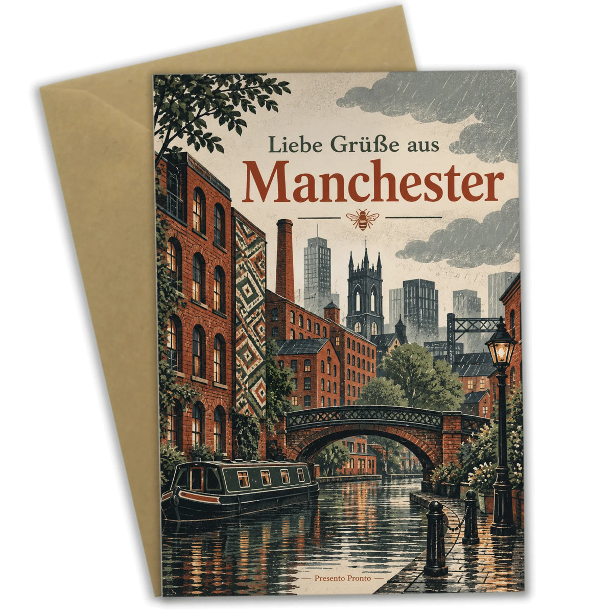 Herzliche Grußkarte aus Manchester für Urlaubsgrüße mit Kanal