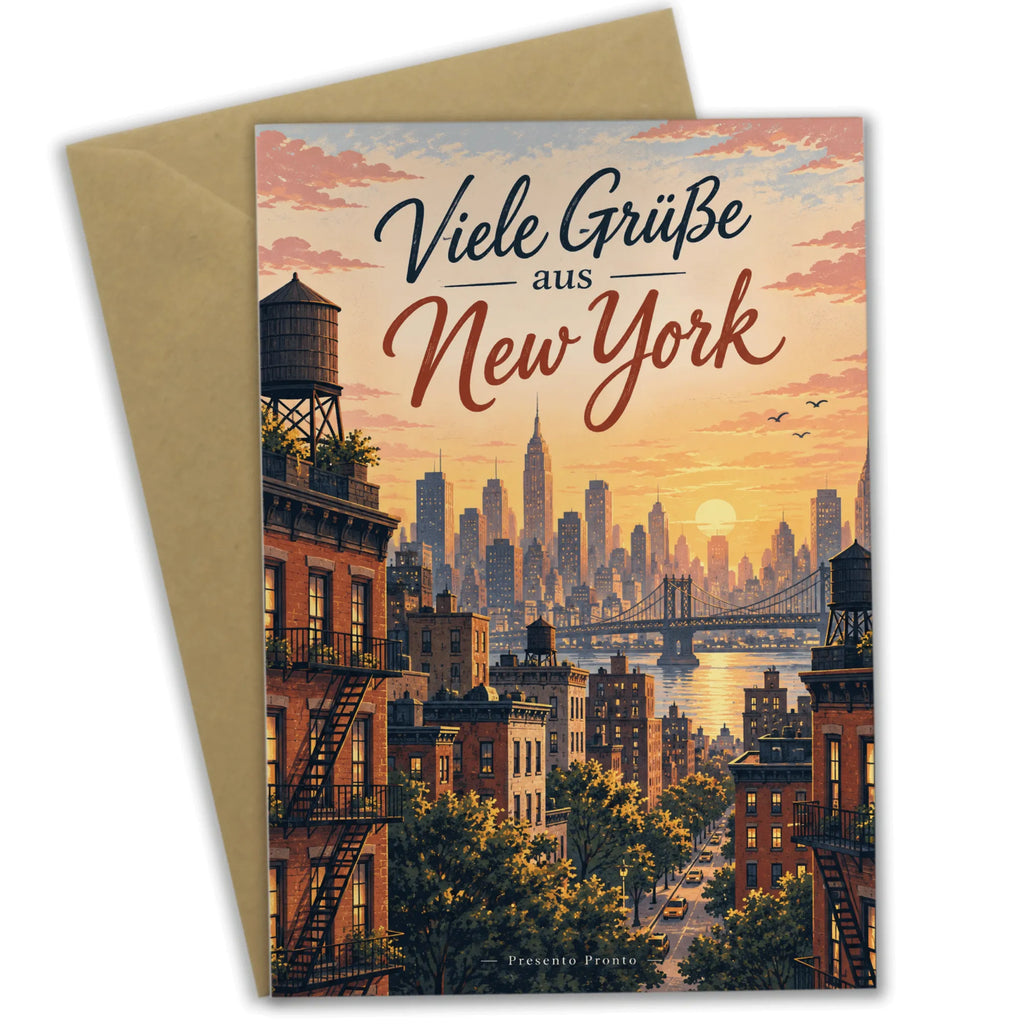 Herzliche Grußkarte aus New York mit Skyline zur goldenen Stunde|p:2023470|h:41d48341813cfa87883126341ddf55ba