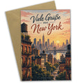 Herzliche Grußkarte aus New York mit Skyline zur goldenen Stunde