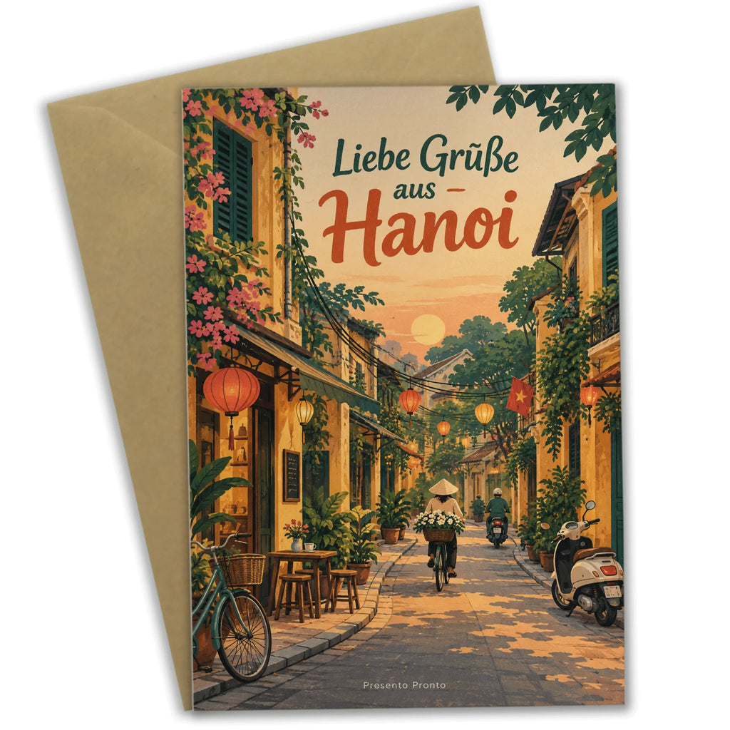 Herzliche Grußkarte aus Hanoi mit Straßenszene|p:2023476|h:467e2bc9587082b0b076991d406c269c