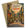 Herzliche Grußkarte aus Hanoi mit Straßenszene