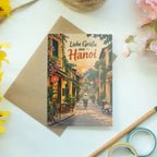 Herzliche Grußkarte aus Hanoi mit Straßenszene|p:2023476|h:7422c7a8b5dc479427daccc70e31863c