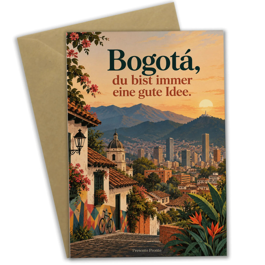 Elegante Bogotá Reisegrüße mit Skyline zur goldenen Stunde|p:2023481|h:aa1277cb78eb8a7660791b554bdfea64