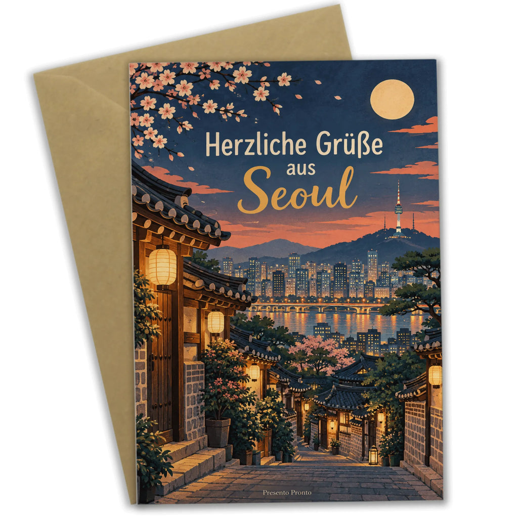 Herzliche Urlaubskarte aus Seoul mit Laternenstraße|p:2023483|h:2c7356c3942d96e607e2896f08603293