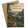 Herzliche Grußkarte aus dem Pfälzerwald mit Wanderweg
