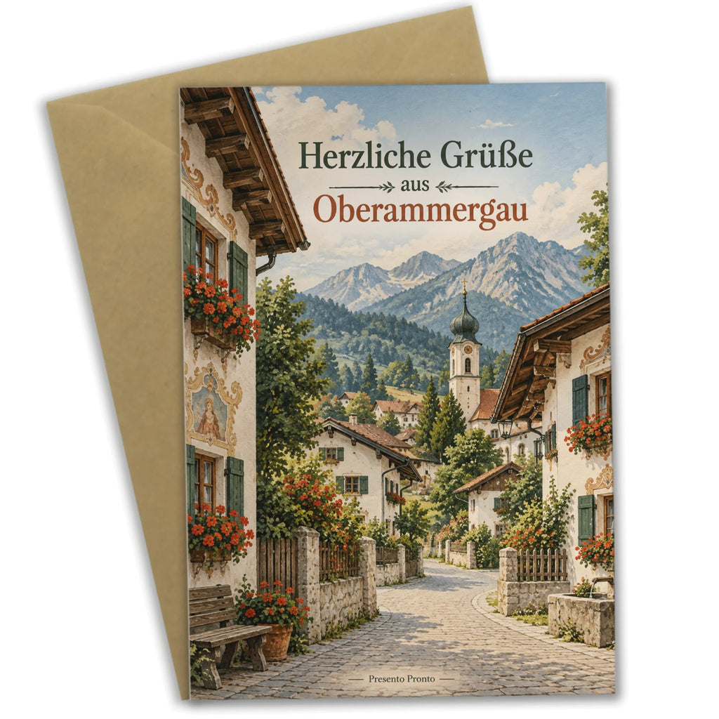 Herzliche Grußkarte aus Oberammergau für Urlaubsgrüße mit Alpendorf|p:2023494|h:3cdddadec73f773db5bf873b3fffb4f0