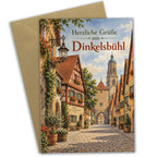 Herzliche Grußkarte aus Dinkelsbühl mit Fachwerkhäusern|p:2023496|h:7a7c14eba74a857f982494a32be8a943