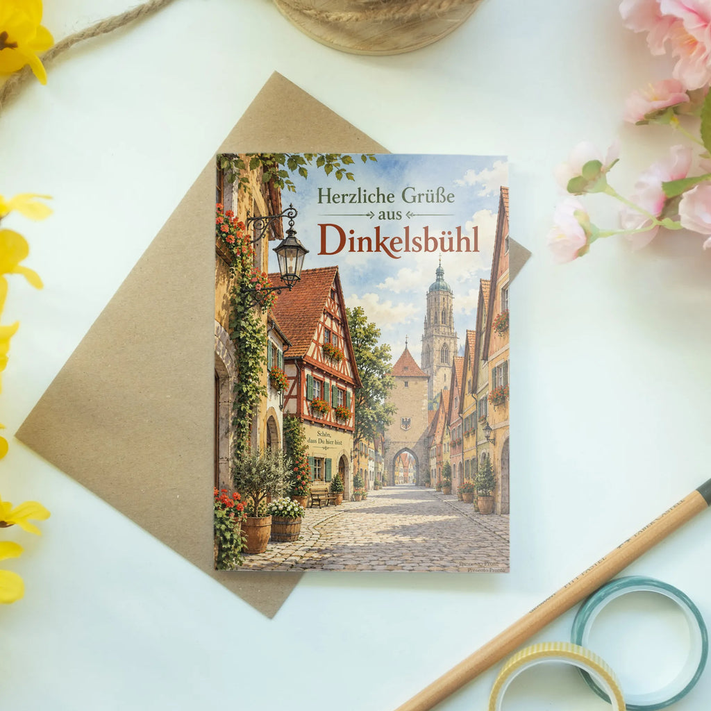 Herzliche Grußkarte aus Dinkelsbühl mit Fachwerkhäusern|p:2023496|h:17f1bd599705afd5d0261ceb79cd4e69