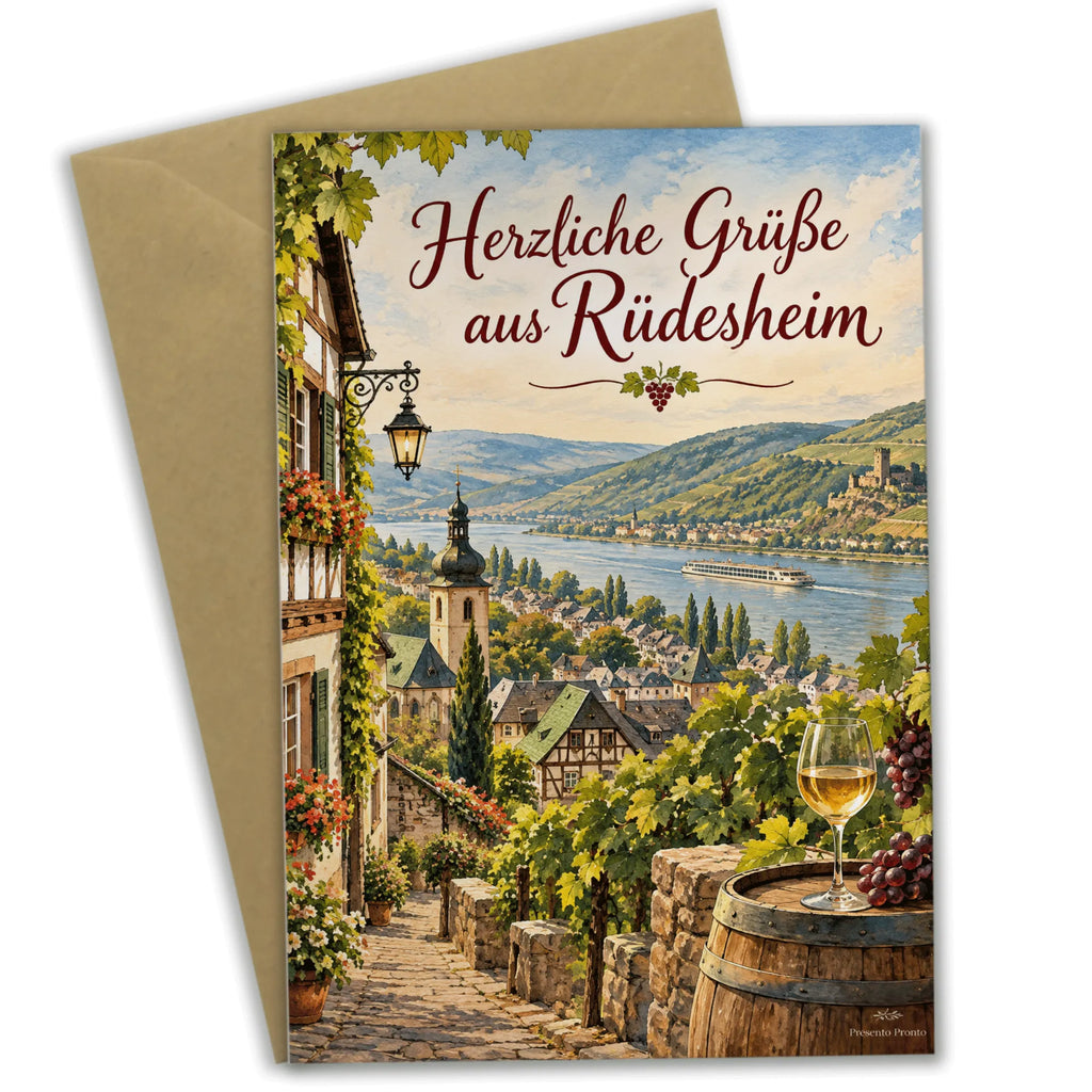 Herzliche Grußkarte aus Rüdesheim mit Weinbergen am Rhein|p:2023498|h:8788649394df97ce04bfbf71a4d3643d