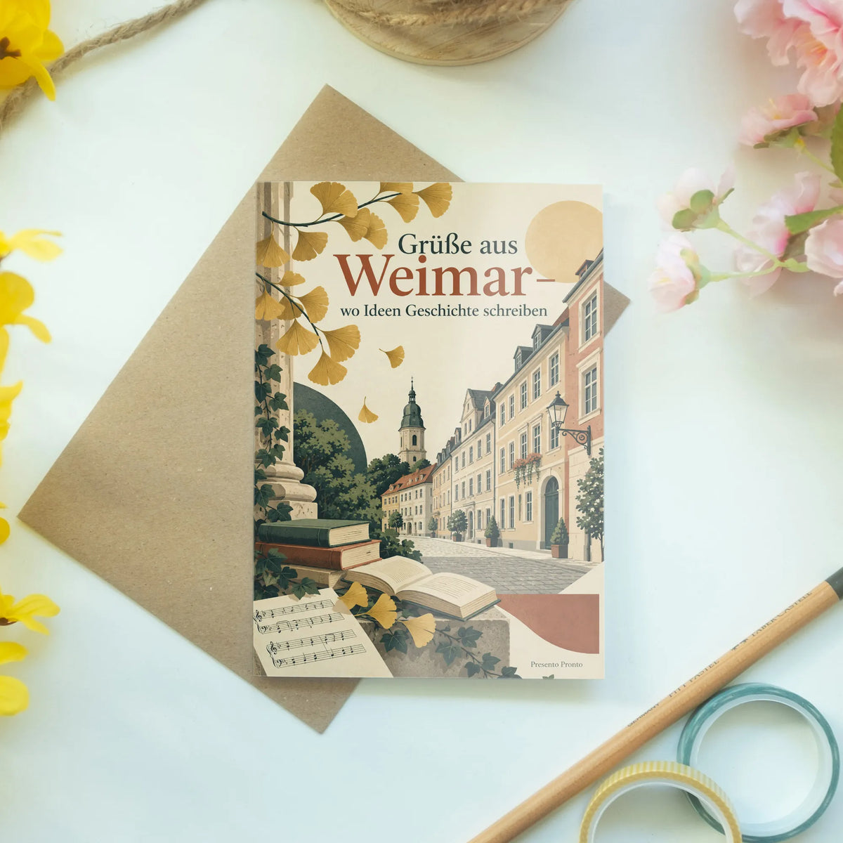 Elegante Grußkarte aus Weimar mit historischer Altstadt