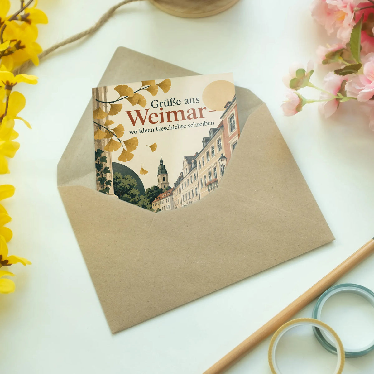 Elegante Grußkarte aus Weimar mit historischer Altstadt