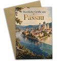 Elegante Grußkarte aus Passau mit historischer Altstadt